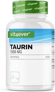 Taurine - 240 Cápsulas - Altamente Dosificado con 1500 mg por Porción Diaria - 99% de Pureza - Sin Aditivos - Vegano