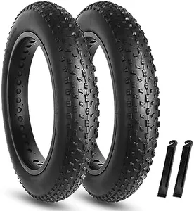 Hycline 2 Pack Fat Tires,26x4.0 Inch Folding Replacement Electric Fat Bike Tires Compatible Wide Mountain Snow Bike with Tire Levers