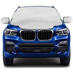 Car Windscreen Cover, Magnetic Snow Cover with 3 Hidden Magnets, Snow UV Ice Protection Car Windshield Cover with Side Wing Mirror Cover, Frost Guard Pefect Fit for Cars, SUVs and Truck,157cm × 126cm