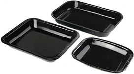 Russell Hobbs CW20701 Romano 3-Piece Vitreous Enamel 36/38 cm Roaster and 26 cm Chop Tray Set, Easy-Clean Roasting Tin/Trays, Oven Safe Up to 230°C, Carbon Steel, Black