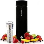 GROSCHE Chicago Soft Touch (Black) Fruit Infuser Water Bottle Double Walled Tea Infuser Bottle Vacuum Insulated Stainless Steel Water Bottle Vacuum Flask 450 ml/ 15.2 fl. Oz Extra Long Tea Infuser