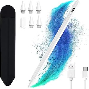 Penna Rapida Compatibile con Apple iPad 2018-2024,Stylus Pen Ricarica Rapida,Sensibile all'Inclinazione & Rifiuto del Palmo,Compatibile con iPad 10/9/8/7/6, iPad Pro 12.9/11/Air 5/4/3/Mini 6/5 (White)