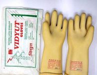 Vidyut Safety Gloves 11 Kva (Set Of 2) Electrical Insulated Rubber Seamless Hand Gloves Kg0K2, White