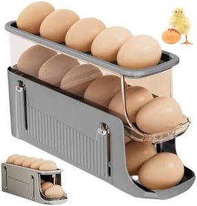 3 Tier Foldable Refrigerator Egg Holder, Automatic Rolling Refrigerator Egg Dispenser for 17 Eggs, Egg Trays for Optimizing Egg Storage Space in Cupboards and Kitchen Refrigerators (grey)