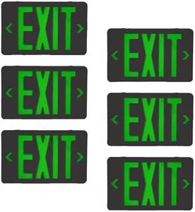 CM MZY Black Exit Sign, Green Double Face Emergency Sign,Emergency Exit Light with Battery Backup, UL Certified, US Standards, Emergency Light, AC 120V/277V, 6 Pack