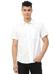 GLORYBOYZ Men's Solid Shirts for Men Regular Fit Half Sleeve Button Down Standard Length Cotton Formal Fashion Casual Stylish Office Wear Button Down Shirts (White XL)