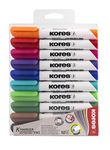 Kores - Coloured Whiteboard Marker Pens - K-Marker XW1, Round Tip with Low-Odour Ink - Dry Wipe Marker Pens - School Supplies, Office Supplies - Pack of 10 Assorted Colours