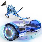 EVERCROSS Hover Board Kids, Hoverboards with Seat Attachment Hoverkart, 6.5" Self Balancing Scooters, Hoverboards Bluetooth with LED Lights, Ideal Hover Board for Kids Teenagers Adults