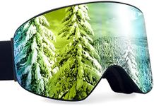 Dizokizo Ski Goggles Cylindrical Skiing Snowboard Lens Anti-fog 100% UV Protection Triple Breathable Foams Embossed Strap for Women Men REVO Gold