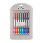 TUL Retractable Gel Pens, Needle Point, 0.5 mm, Gray Barrel, Assorted Bright Ink Colors, Pack Of 8