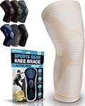 POWERLIX Knee Support for Women/Men, Knee Brace Compression Sleeve Support for Arthritis, Joint Pain, Ligament Injury, Meniscus Tear, ACL, MCL, Tendonitis, Running, Squats, Sports, Beige, XLarge