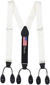HOLD'EM 100% Silk Suspenders Men Y-Back Fancy Solid Button End-Ivory