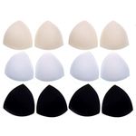 JZK 6 Pairs foam bra pad insert removable triangle bra enhancer cup for swimwear sports bra bikini, black white beige 3 colours