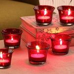 RSGM Set of 6 Votive Red Glass Tealight Candle Holders for Any Party Decoration