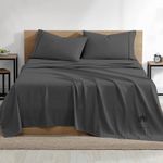 Rajlinen Full Bunk Size Sheet Set 600-Thread-Count Egyptian Cotton 4 Piece Sheet Set, Super Soft, Breathable Cooling Sheets with 15" Deep Pocket Full Bunk 42x80 Sheets, Dark Grey Solid