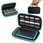 Orzly 2DS XL Case, Carry Case for New Nintendo 2DS XL - Protective Hard Shell Portable Travel Case Pouch for New 2DS XL Console with Slots for Games & Zip Pocket - BLUE on Black