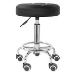 BQKOZFIN PU Leather Modern Round Rolling Stool Adjustable Height Salon Stool for Spa Facial Massage Tattoo (Black)