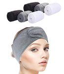 SINLAND Spa Headband for Women 6 Counts Ultra Soft Adjustable Makeup Hair Band with Magic Tape, Stretch Head Wrap for Bath, Shower, Facial Mask, Yoga