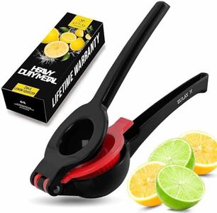 Zulay Metal 2-In-1 Lemon Squeezer Manual - Sturdy, Max Extraction Hand Juicer Lemon Squeezer Gets Every Last Drop - Easy to Clean Manual Citrus Juicer - Easy-to-Use Lemon Juicer Squeezer - Black/Red