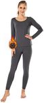 MANCYFIT Thermal Underwear for Women Long Johns Set Fleece Lined Ultra Soft Scoop Neck Dark Grey XX-Large