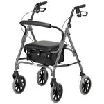 DAYS Lightweight Folding Rollator Walker – Mobility Aids, Adjustable Walking Frame with Padded Seat, Lockable Brakes, Ergonomic Handles, Walking Aid, Portable Walker for Elderly, Large – Quartz