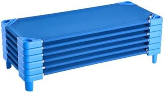 VEVOR Stackable Kiddie Cot, 6 Pack Portable Toddler Nap Cots, Standard Size 52" L x 23" W Daycare Cots for Kids, Preschool Classroom Daycare Beds for Sleeping, Resting, Naptime, Blue