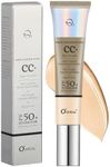 O'CHEAL CC Foundation with SPF 50+, Full Coverage Moisturizer Color Correcting Cream Concealer Powder Foundation, Lightweight Waterproof Oil-Free Pre-makeup Primer for All Skin Types (Nature)