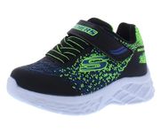 Skechers Kids' Microspec II, Black/Blue/Lime/White, 5 Toddler
