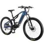 Cyrusher Aluminum Electric Bike 27.5inches Flex, 250W 25km/h 48V 15Ah 95km, Full Suspension, 8 Speed, Hydraulic Disc Brakes, Blue