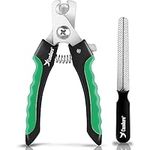 Candure Pet Nail Clippers and Trimmer - Professional Grooming Razor Edge Blades Dog and Cat Nail Clipper with Free Nail File for Small Medium Large Breeds (Green, Medium to Small)