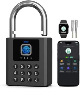 Keylesslife Smart Fingerprint Padlock with Code,Heavy Duty Combination Lock with Key,Bluetooth APP Control Gym Locker Lock Weatherproof Padlock for Shed Gate Fence Truck School Locker