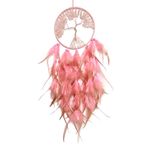 RAGKUU Pink Tree of Life Dream Catcher Handmade Feather Dream Catchers Wall Hanging Ornaments for Bedroom Home Decor Blessing Gift Wedding Party