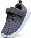 DADAWEN Toddler/Little Kid Boys Girls Lightweight Breathable Sneakers Strap Athletic Tennis Shoes for Running Walking Gray US Size 7 M Toddler