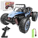 BEZGAR TB201 Remote Control Truck for Boys and Girls, RC Car Toy Grade 1:20 Scale 2WD Electric Vehicle Monster Crawler with a Rechargeable Battery for Kids (Blue)