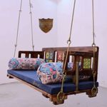 Royal Ambience Wooden/Jhula Reversible Tile With Brass Coated Chain 52" Swing Without Cushion- Mannu, 55 CM