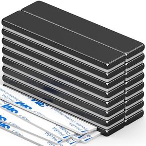 FINDMAG Neodymium Bar Magnets, 16 Pack Black Super Strong Magnets Bar, Heavy Duty Bar Magnet with Adhesive Backing, Rare Earth Magnets Strips for Fridge, DIY, Craft, Science, Classroom - 60x10x3mm
