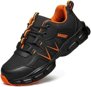 Steel Toe Shoes for Men Women, Black-Orange Work Shoes, Women 6 / Men 4.5