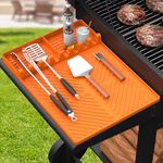 Silicone Griddle Tools Mat for Blackstone, Griddle Accessories Side Shelf Mat Grill Pad for Outdoor Grill Kitchen Counter Spatula Silicone Mat with Drip Pad Counter (Orange)