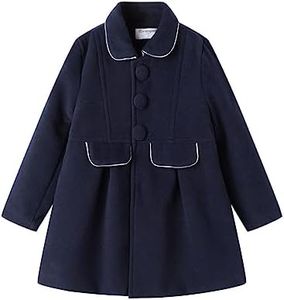 Mud Kingdom Little Girls Peacoat Faux Wool Dress Coat Slim Size 6 Navy Blue