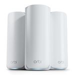 NETGEAR Orbi 770 Series Tri-band WiFi 7 Mesh System RBE773 - Router + 2 Satellite Extenders - Covers up to 8,000 sq. ft., 100 Devices - 2.5 Gig Internet Port - BE11000 802.11be (up to 11Gbps)