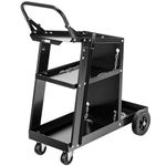 VIVOHOME Iron 3 Tiers Rolling Welding Cart with Wheels and Tank Storage for TIG MIG Welder and Plasma Cutter Black