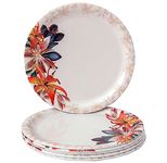 Serve n Style-Melamine Dinner Plates. Round Full Serving Plate Set. Microwave Safe. for Breakfast, Snacks, Lunch (Multicolor Flower-11 Inchs) - 6 Pieces