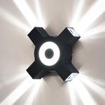 Modern Wall Light, Star LED Wall Sconce Fixtures, Indoor & Outdoor Black Up and Down 6000K Cool White Four Direction Wall Lighting for Living Room Bedroom Hallway