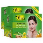 Olivia Herb Bleach For Sensitive Skin 60g With Haldi|Chandan|Aloe Vera|Nimbu - Pack of 2