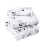 Sleepdown 100% Cotton Flannel Sheets Twin - Super Soft, Heavyweight, Double Brushed, Anti-Pill Flannel Twin Sheets - 16" Deep Pocket Twin Fitted Sheets X2 Side Pockets (Twin, Penguin)