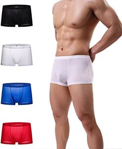 YuKaiChen Men's Trunks Underwear Silk Boxer Briefs Short Leg, 4pack-04, X-Large