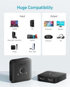 Anker 4K HDMI Switch 2-in-1 Out – HDR, 3D, Dolby, Smooth Finish