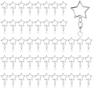 50 Pcs Silver Star Shaped Spring Snap Keychain with Chain Hanging Buckle and Open Jump Ring Star Lobster Claw Clasp Star Keychain Clip for DIY Crafts Jewelry Making Keychains