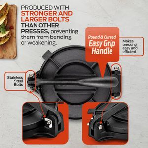 SIRCLES 12" Cast Iron Tortilla Press – Heavy Duty, 12-Inch