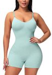 FEOYA Shapewear For Women Tummy Control Bodysuit Full Body Shaper Waist Trainer Bodysuit Butt Lifter Body Shaper Shorts All in One Shapewear Adjustable Shoulder Strap Thigh Slimmer Corset Green L